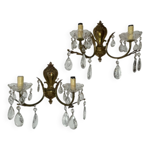 Paire d’appliques bronze - cristal