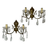 Paire d’appliques bronze et cristal