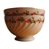 Lunch bowl with foot Gien porcelain floral decoration polychrome and gold