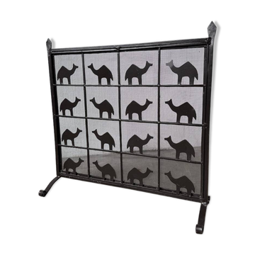 Wrought iron fireplace screen Les Marolles 1950
