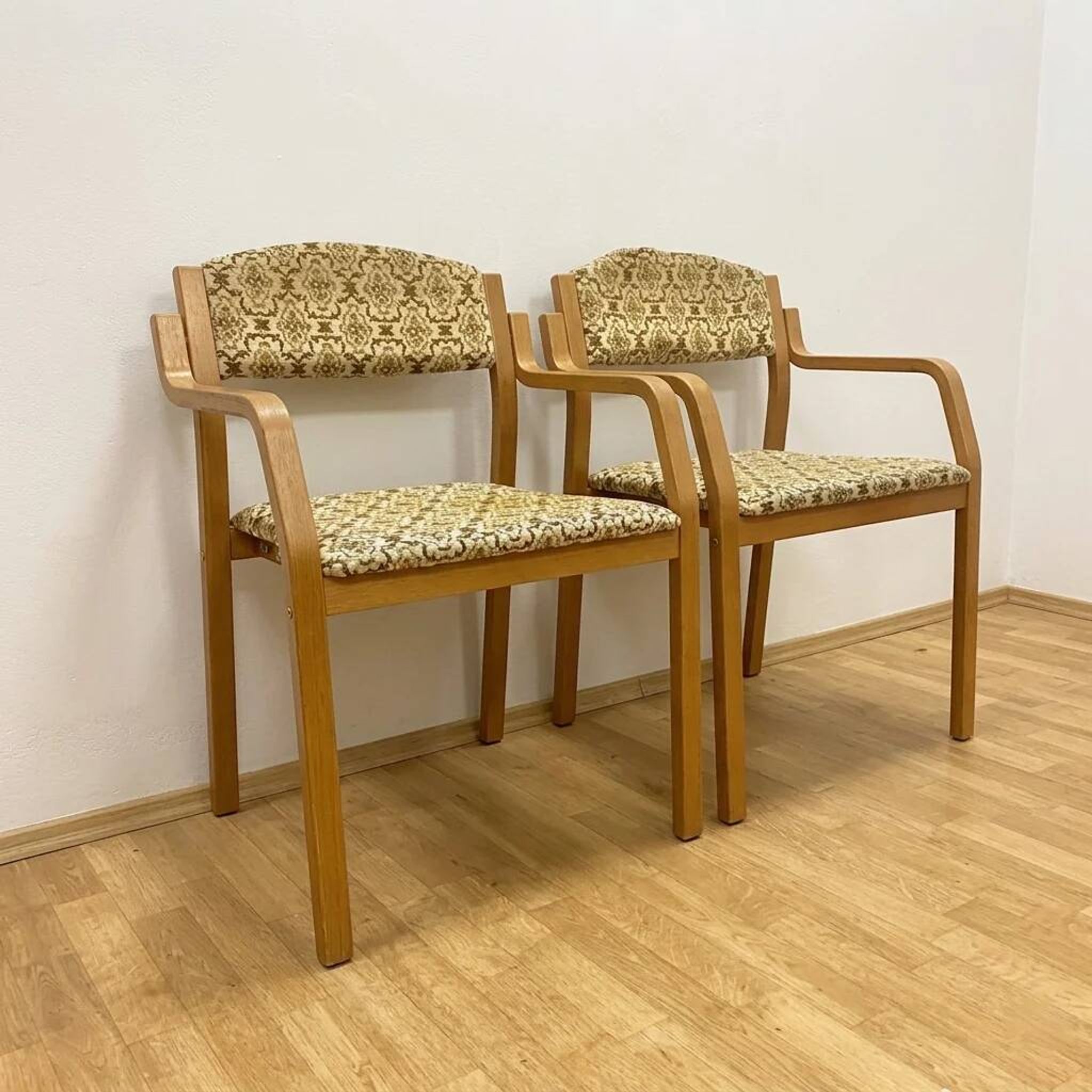 Bentwood armchairs, mid-century, upholstered, TON, 1960s, Czechoslovakia