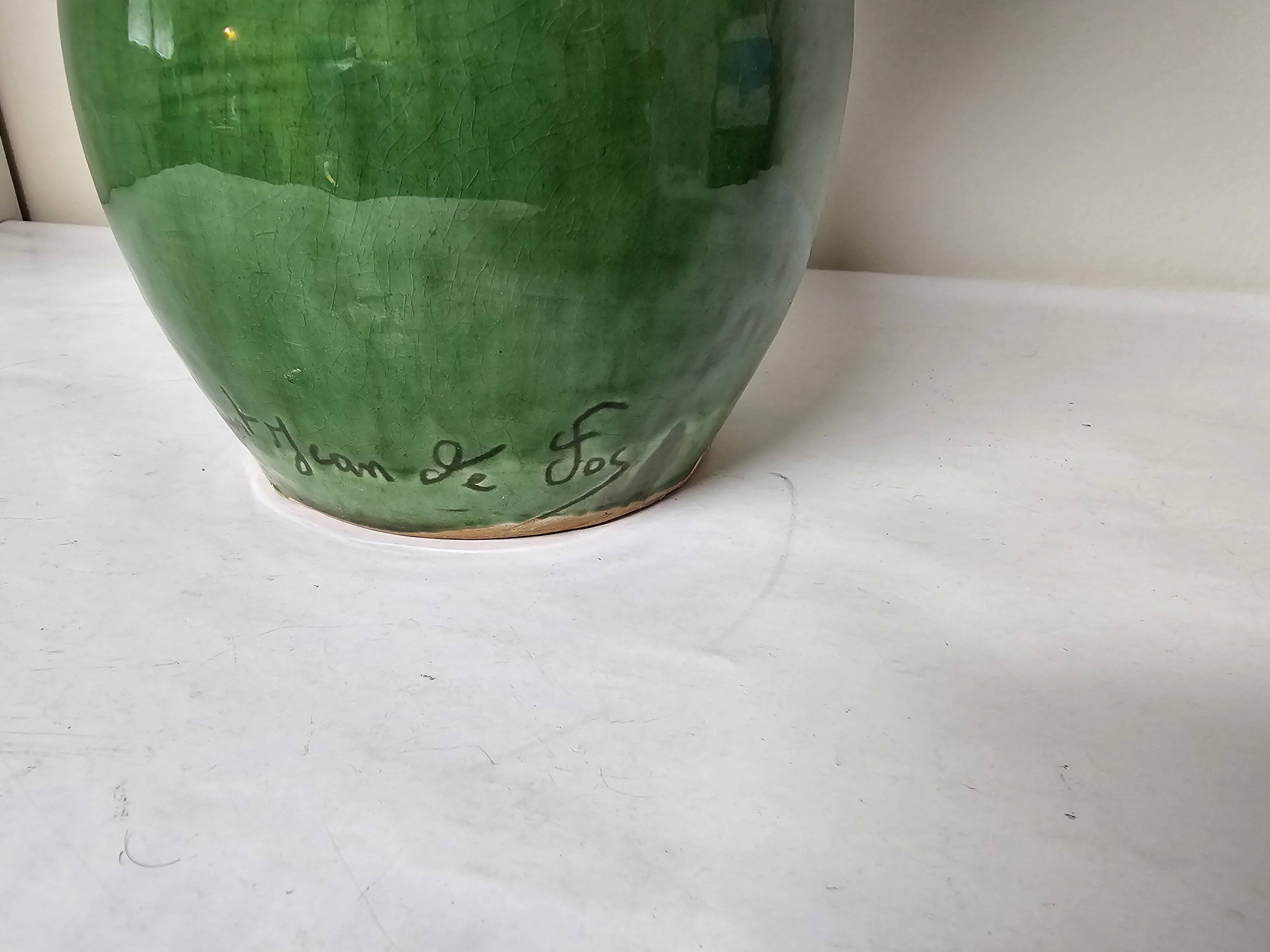Glazed ceramic vase signed Saint Jean de Fos