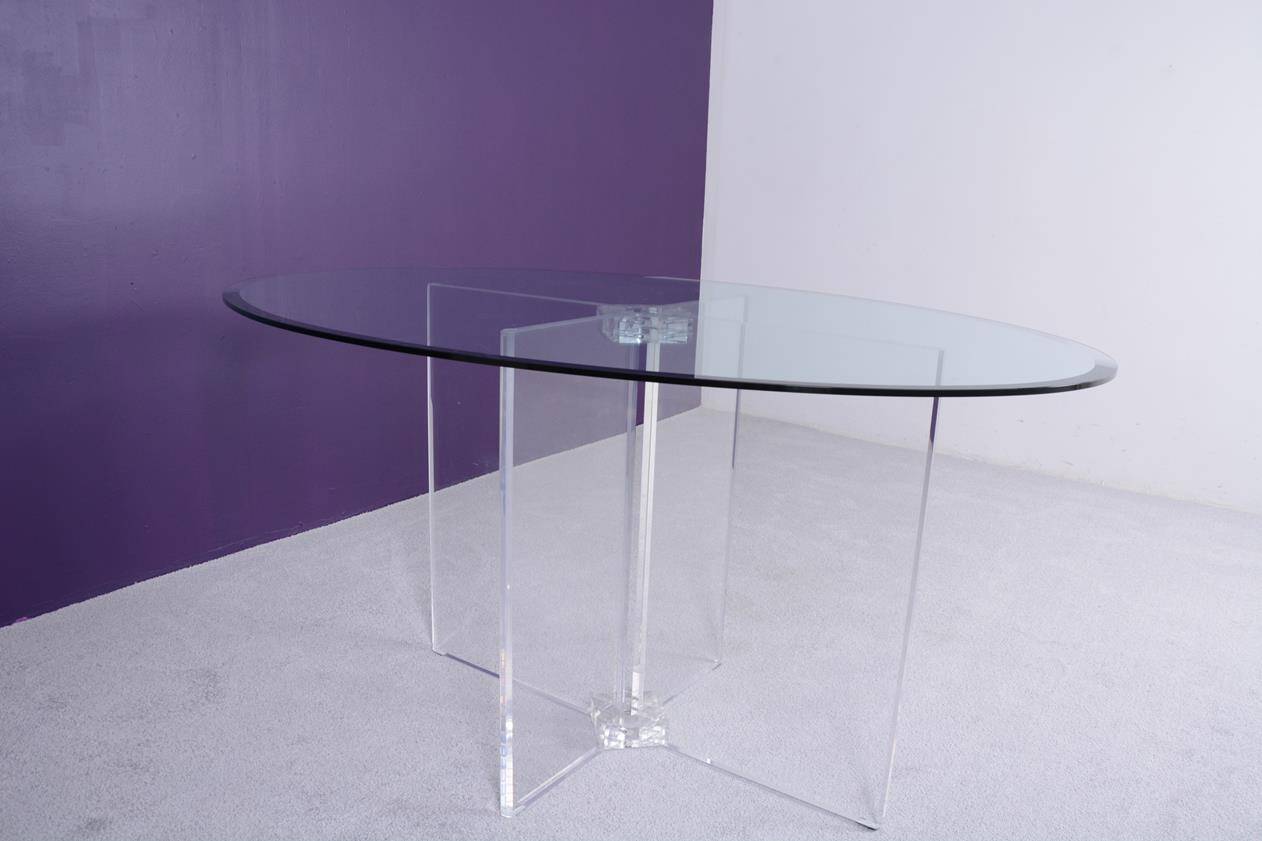 Dining table by David Lange (signature on the base).