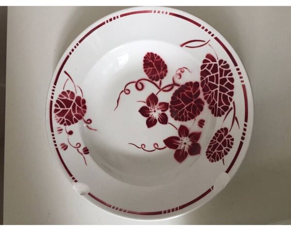 Ensemble de 9 Assiettes creuses Terre de fer Badonviller