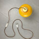 Mid-century yellow glass & brass mushroom table lamp