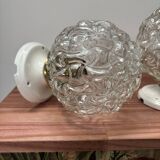 Pair of vintage globe wall lights in cut glass