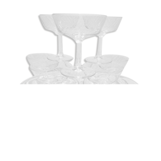 Cut crystal champagne glasses 10