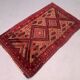 Vintage afghan village rug 138x85 cm, red, black
