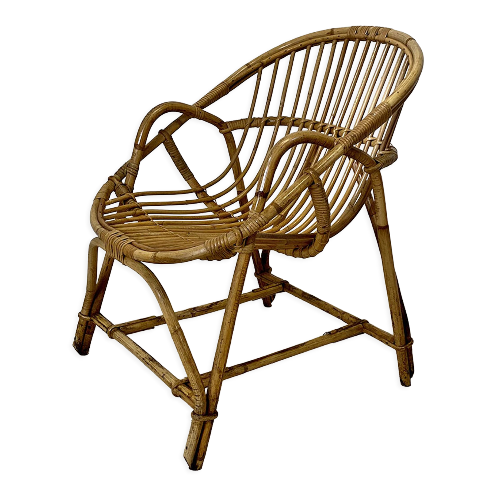 Vintage rattan armchair 60's