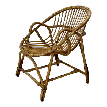 Vintage rattan armchair 60's