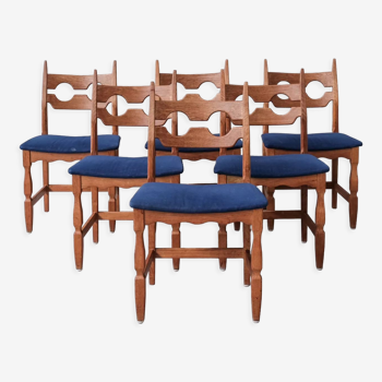6 oak mid-century dining chairs