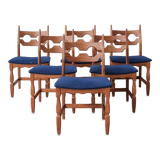 6 oak mid-century dining chairs