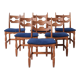 6 oak mid-century dining chairs