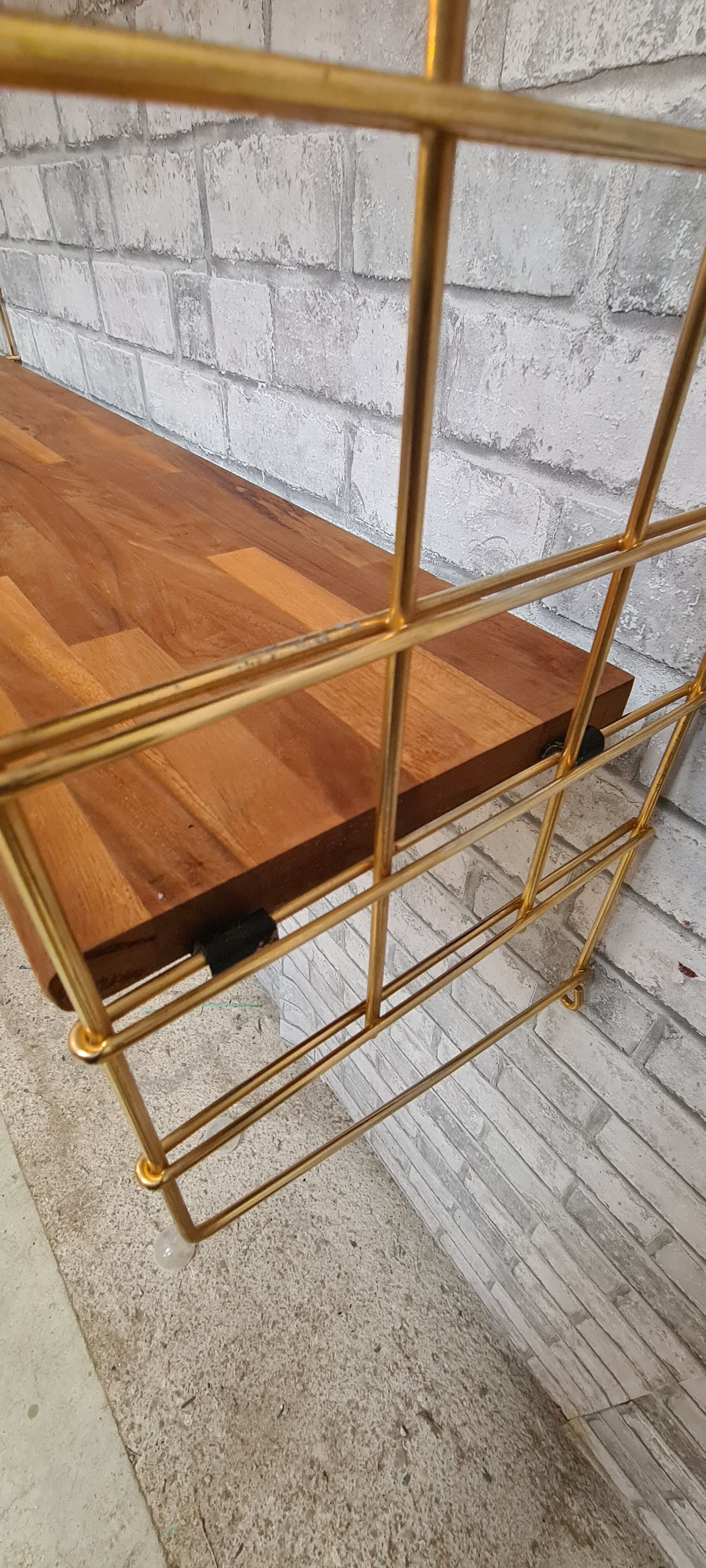 Scandinavian vintage floor 1960 solid exotic wood and chrome metal gold 82x83