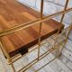 Etagere vintage scandinave 1960 bois exotique massif et metal chromé or 82x83