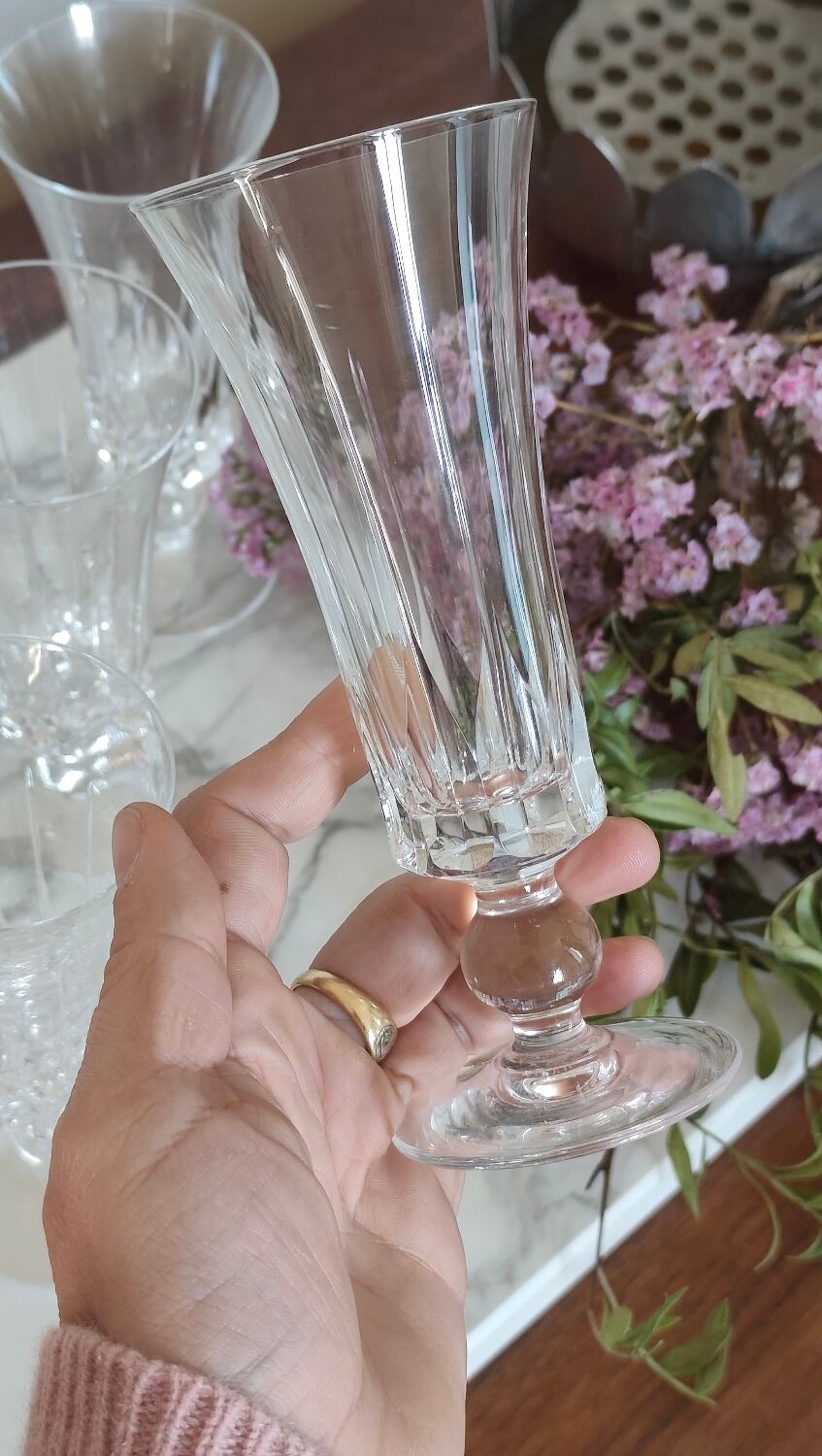 Set of 6 Sèvres crystal champagne flutes