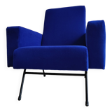 Vintage blue velvet armchair