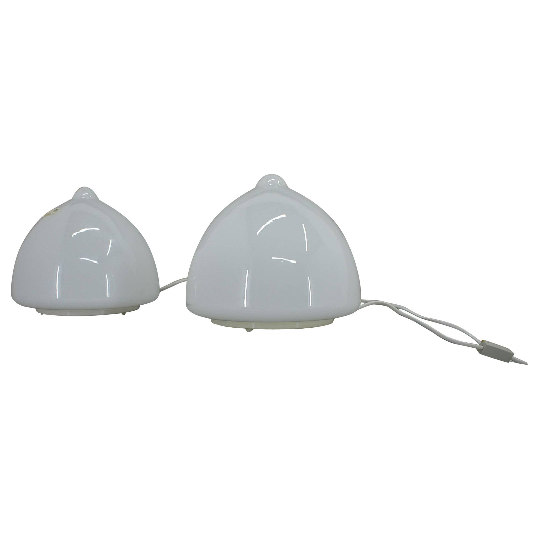 Pair of glass table lamps by Krásno nad Bečvou, 1960s