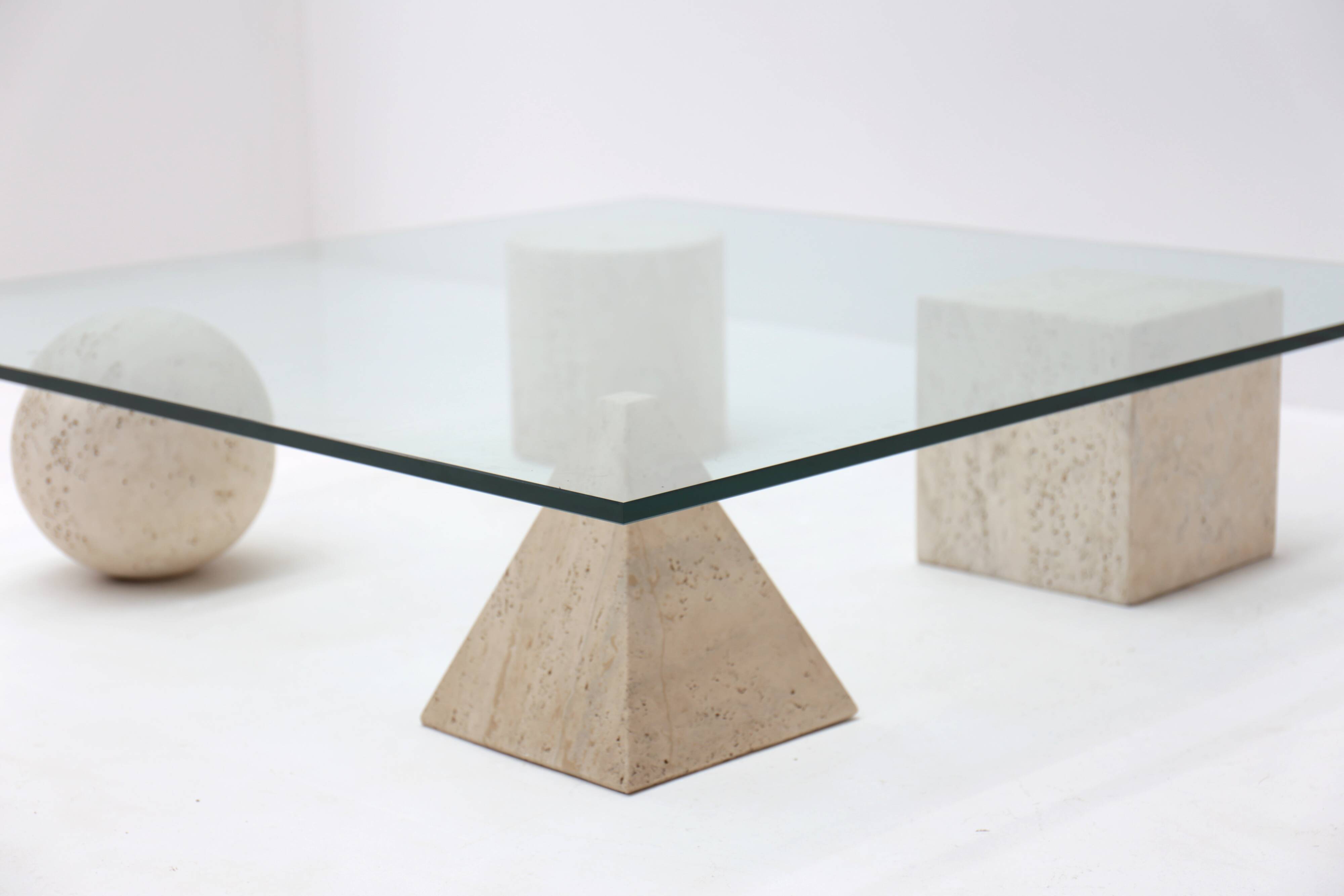 Metafora travertine coffee table by Massimo & Lella Vignelli, Italy