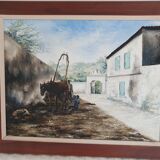 Oil on canvas farm scene