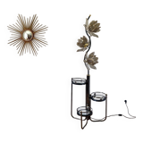 Lotus floor lamp 90s black and gold