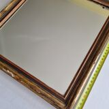 Old rectangular mirror in stucco and wood, 36 cm