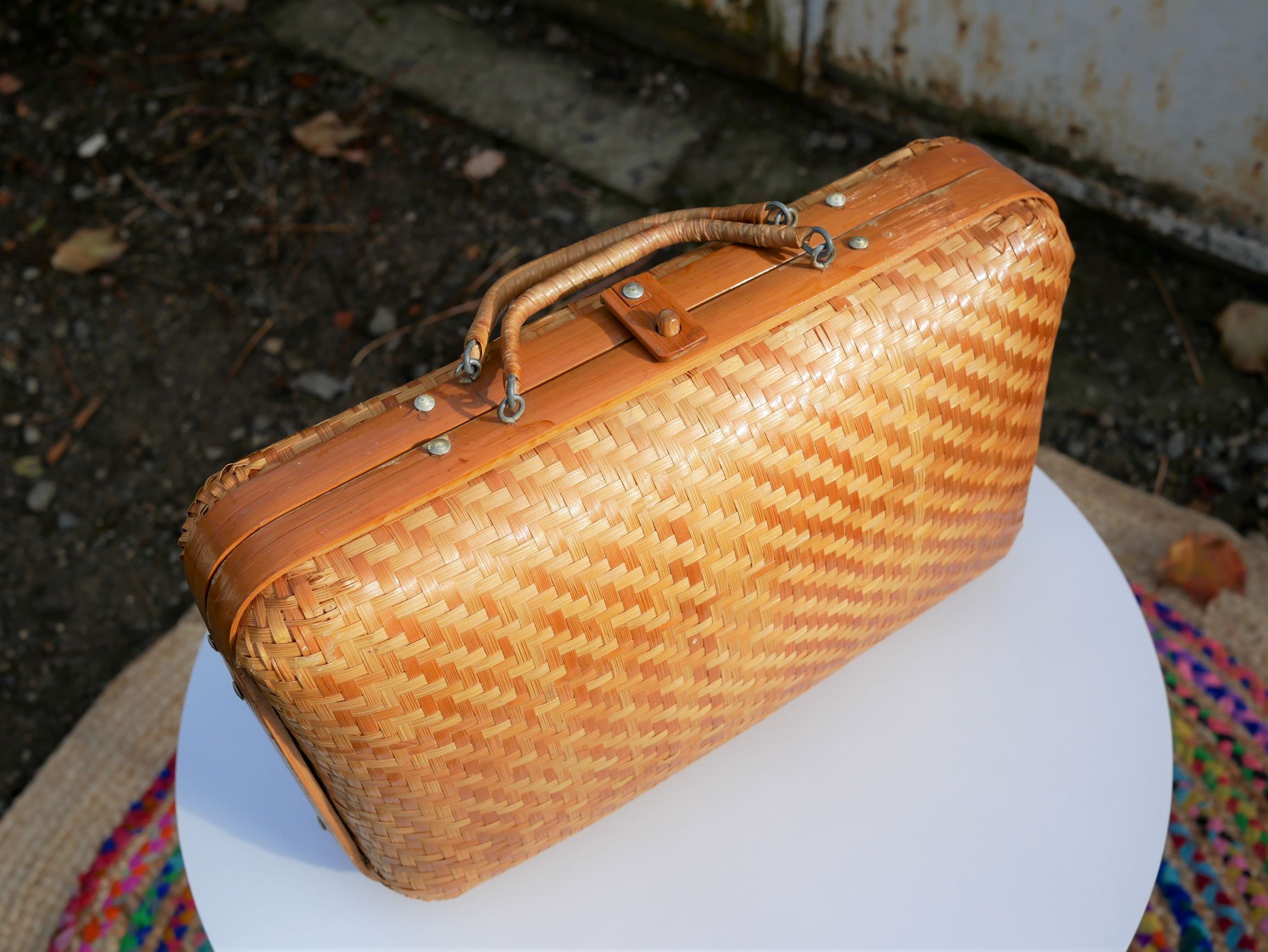 Suitcase vintage wicker