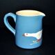 Soufflenheim terracotta pottery pitcher with blue goose decor