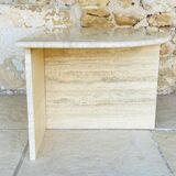 Vintage side table in travertine, circa 1980s.