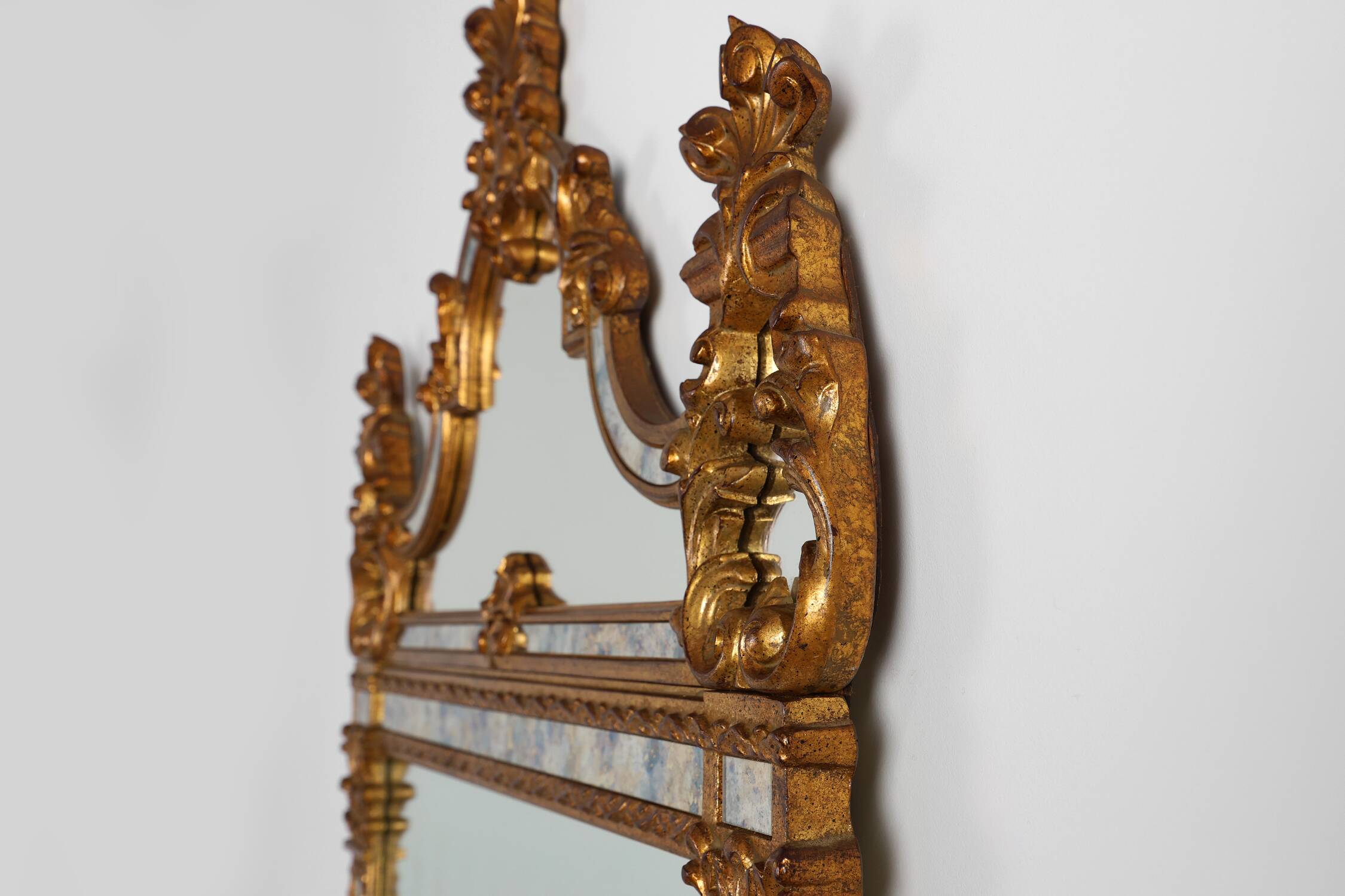 20th century Belgian Rococo-Venetian Mirror in Gilded Wood