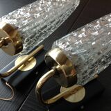 Pair of brass sconces and tulip glass 60