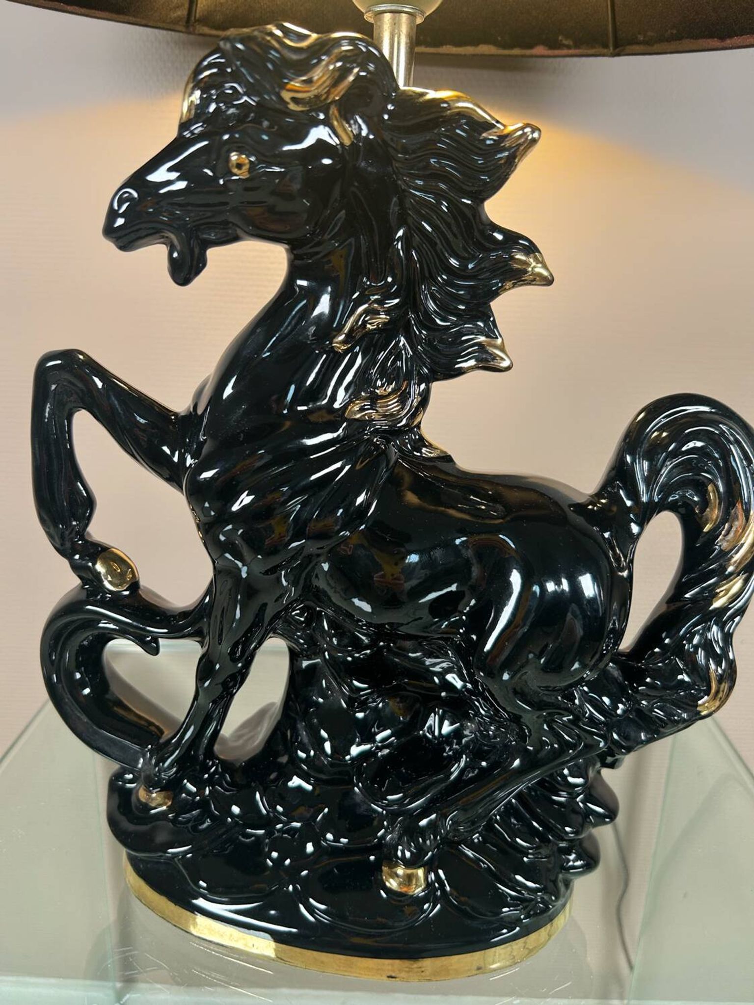 Lampe en céramique cheval, années 70