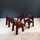 Constructivist Oak Dining Chairs, Belgium, 1960s, Set of 4