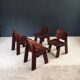 Constructivist Oak Dining Chairs, Belgium, 1960s, Set of 4