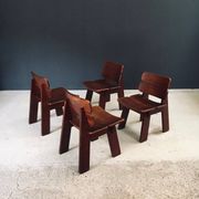 Constructivist Oak Dining Chairs, Belgium, 1960s, Set of 4
