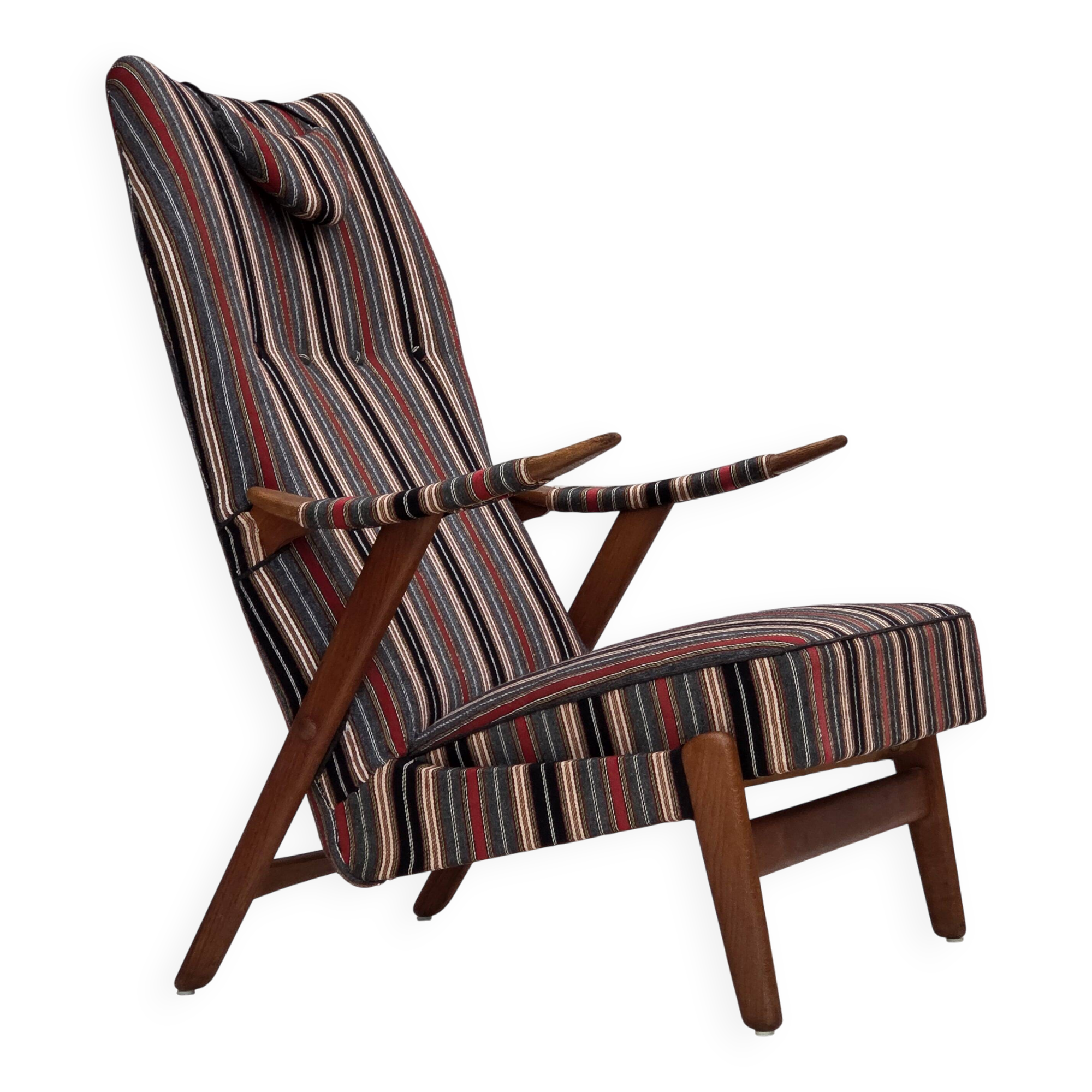 1960s, Swedish armchair, furniture wool fabric, oak wood, teak wood.