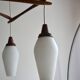 Scandinavian chandelier 3 opaline lights by Kristiansson for Luxus 50s