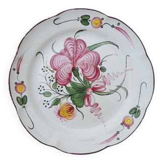 Antique Ceramic Deep Plate with Floral Decor