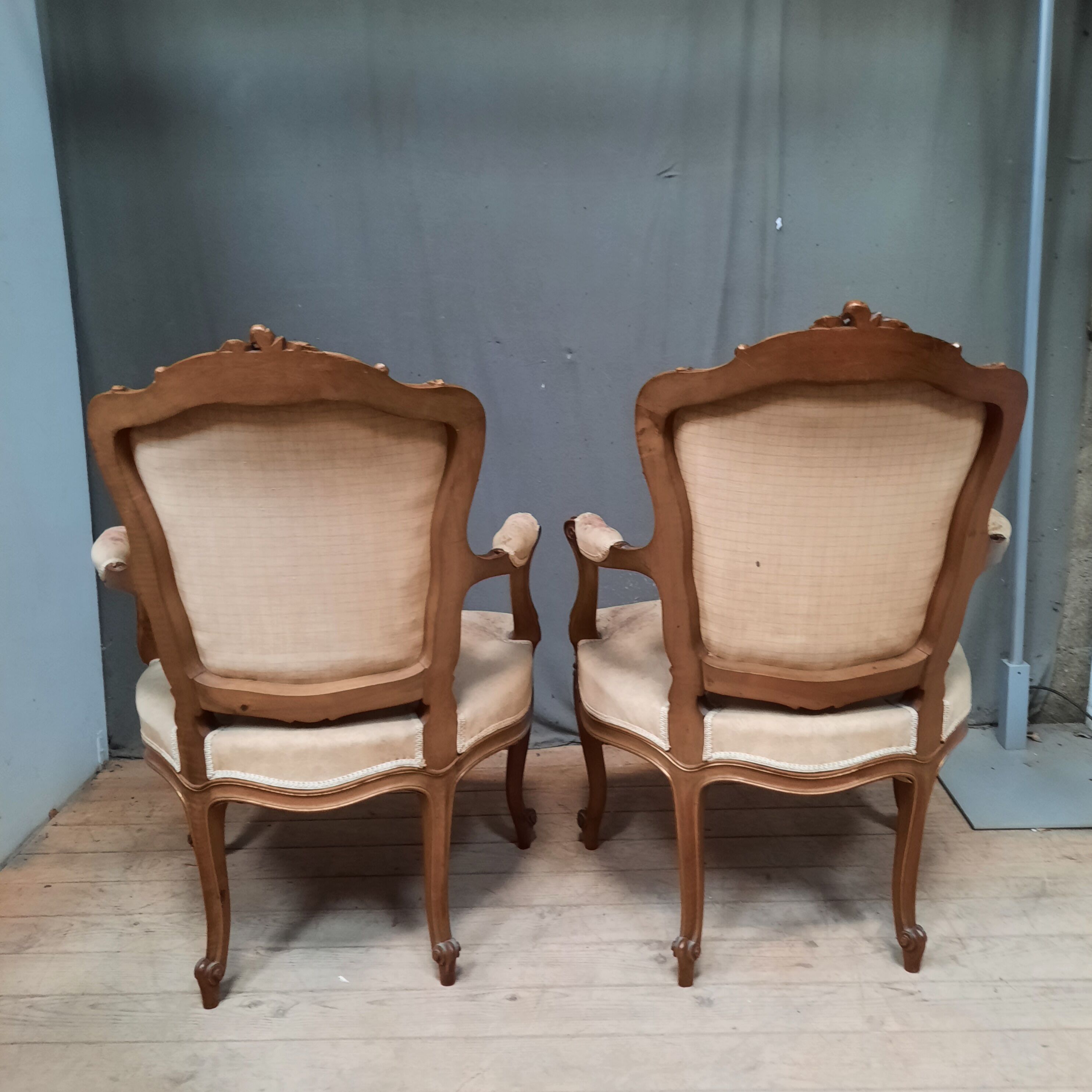 Pair of Louis XV style armchairs