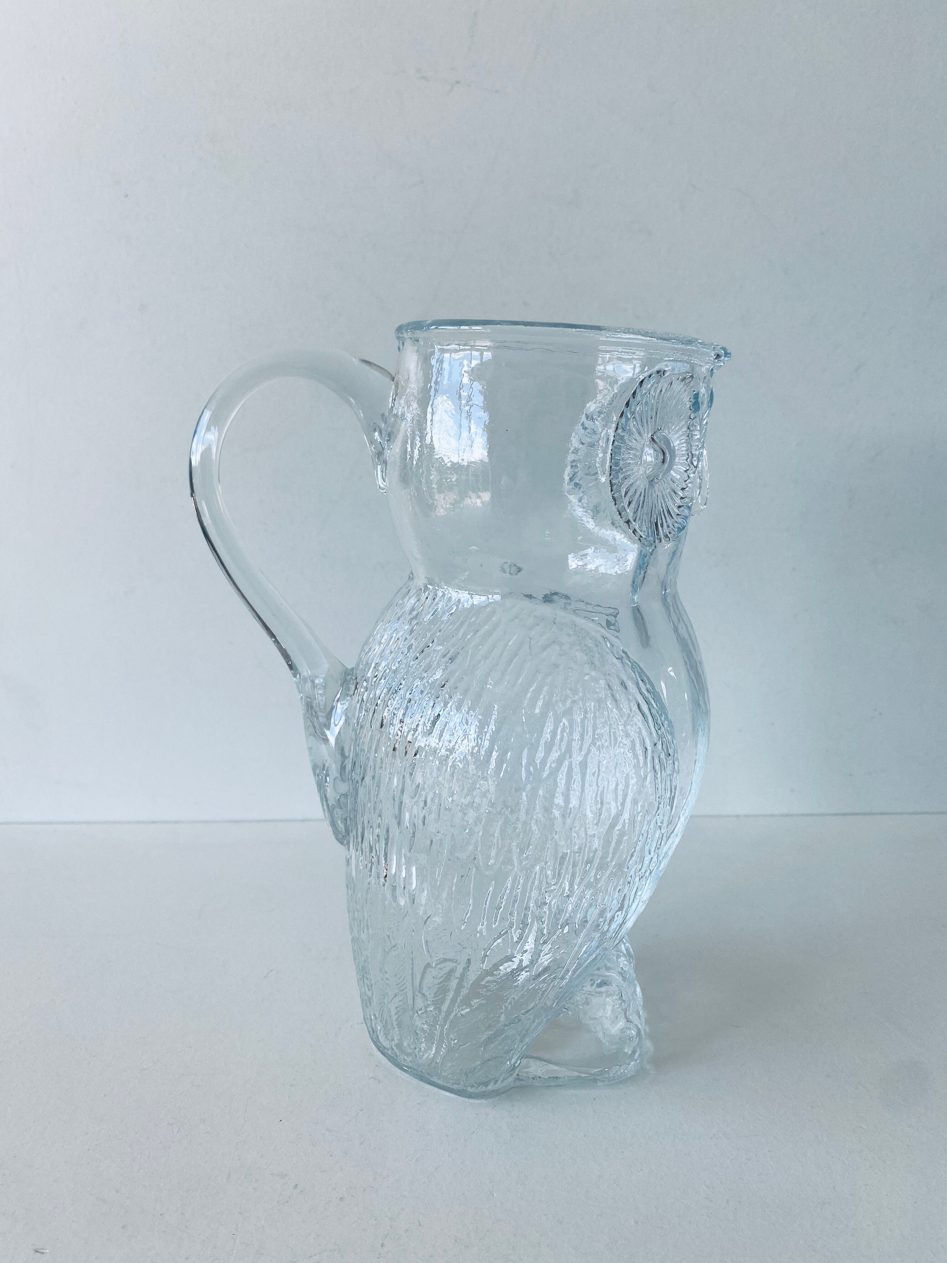 Vintage glass pitcher owl shape
