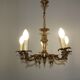 Vintage french bronze 5 light chandelier with leaf detail 3936