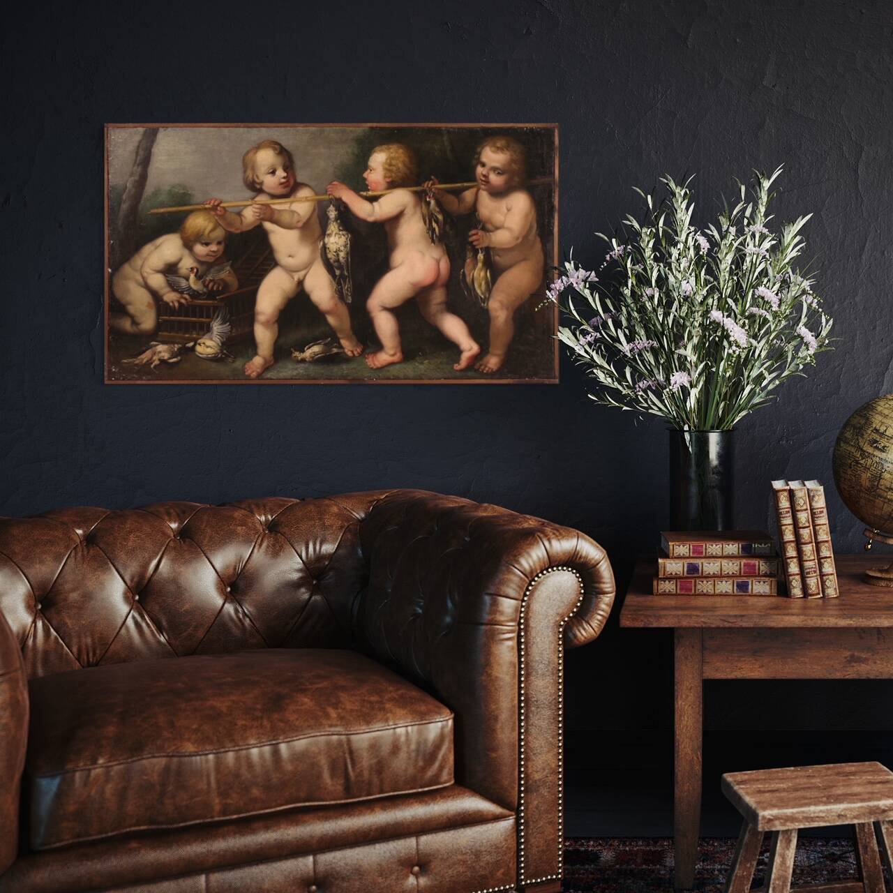 17th century Italian school painting, cherub games