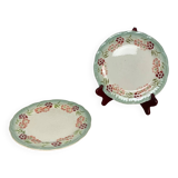 Set de 2 assiettes Choisy le roi , terre de fer , motif floral, fin XIXème