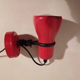 70's red lacquered metal wall spotlight
