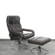 Unico 1970s Dark Brown Leather Lounge Chair and Ottoman Set of 2