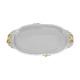 Plat de service vintage en verre transparent et bordures moulées en verre opaque avec dorure