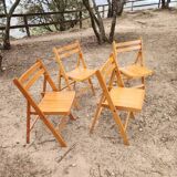 Set of 4 vintage wooden folding chairs
