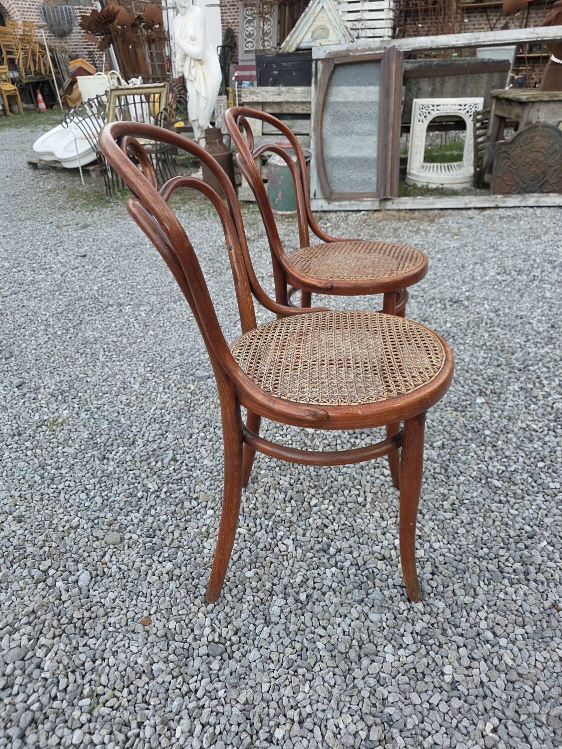 Pair of Thonet bistro chairs in bent wood no. 14