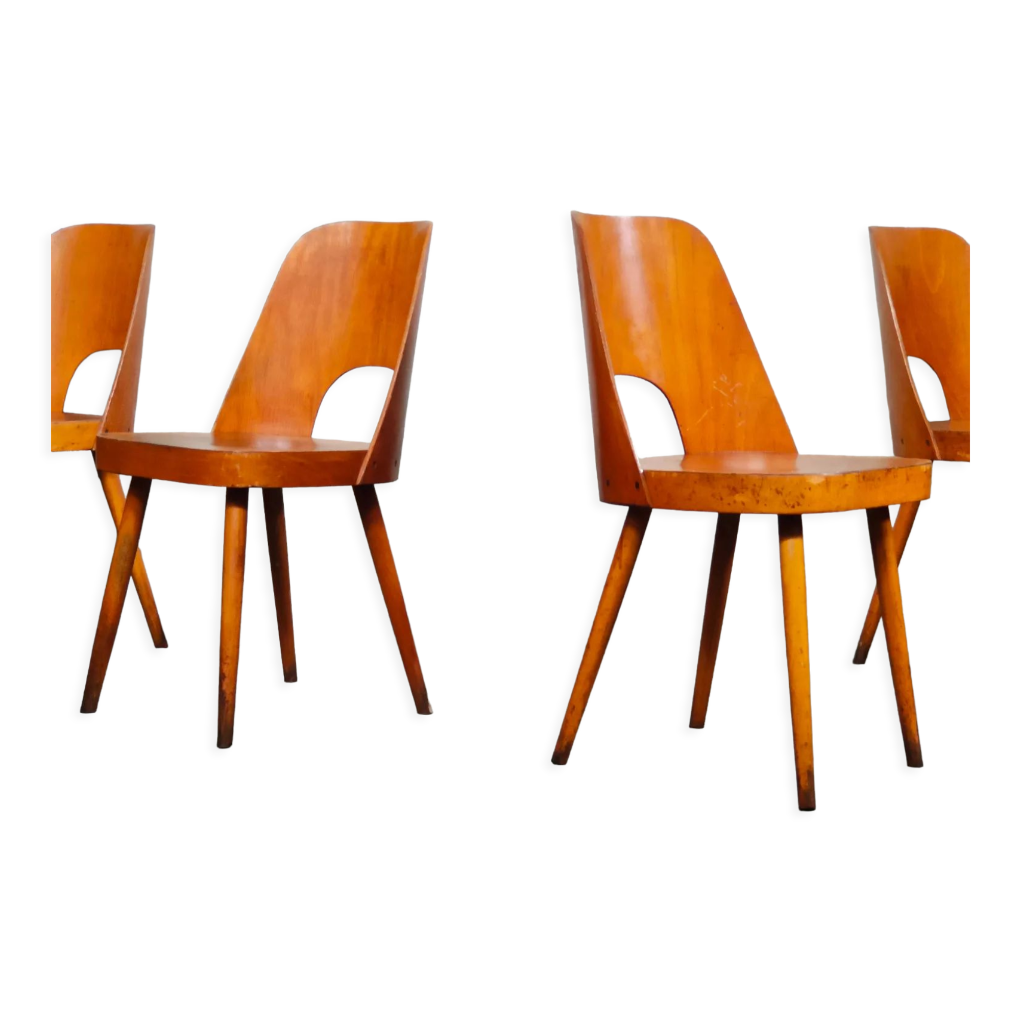 Suite of 4 chairs 515 by Oswald Haerdtl for TON