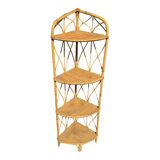 Rattan and bamboo corner shelf from the 60s